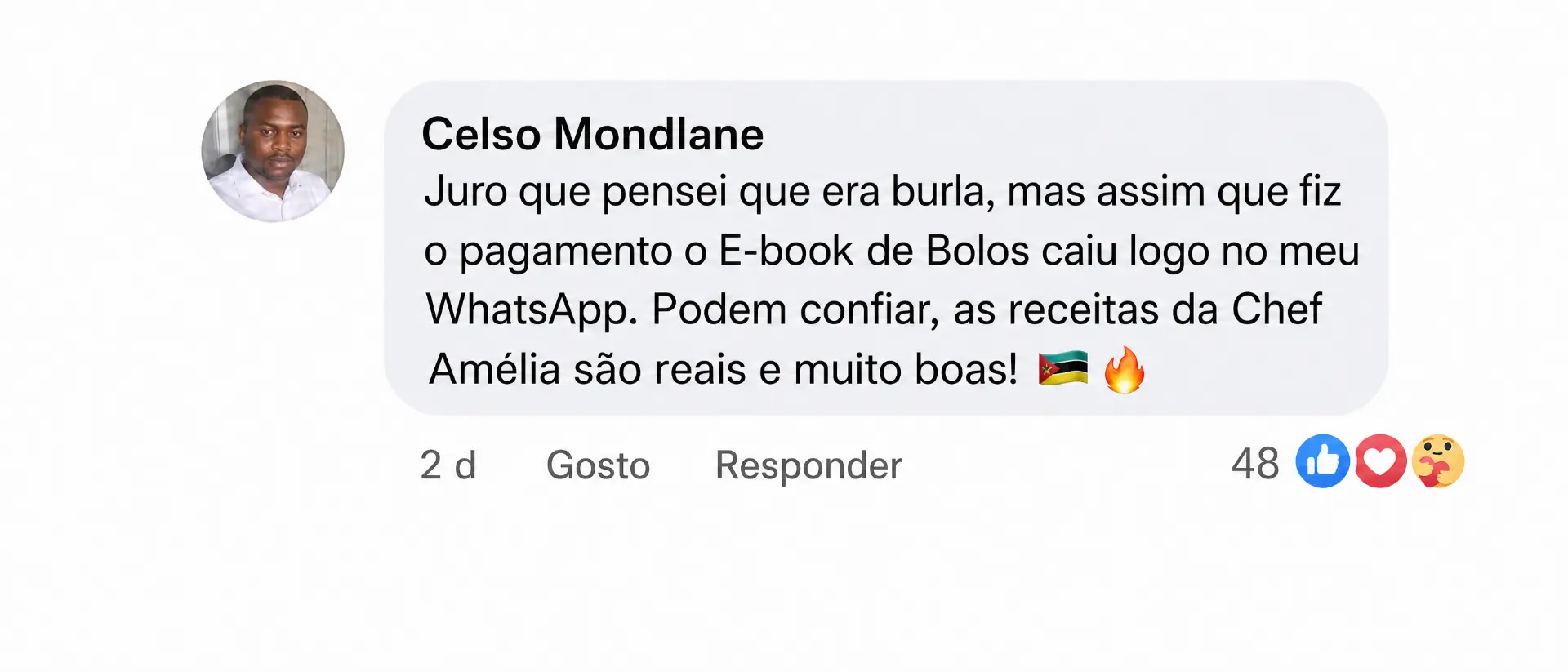 Comentário no Facebook de Celso Mondlane
