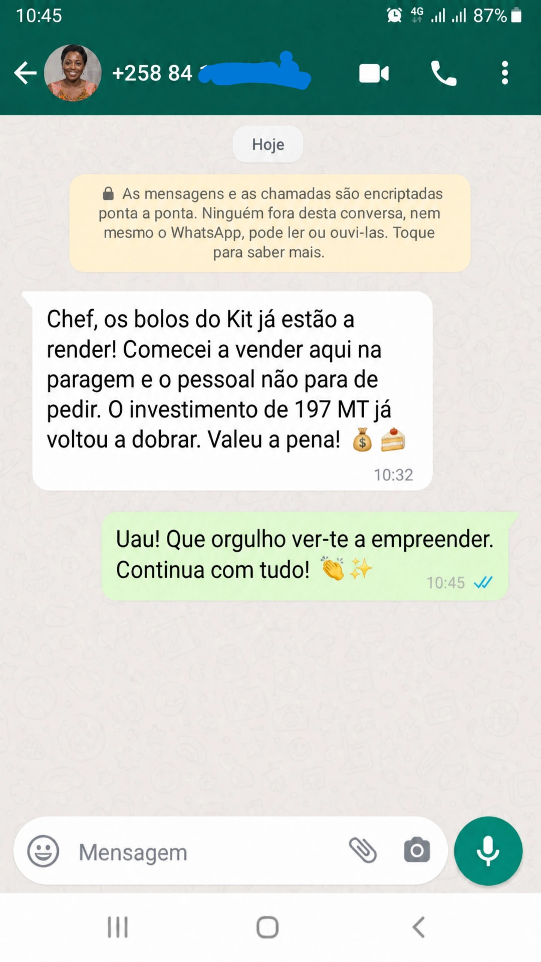 Cliente já vende bolos e recuperou o investimento